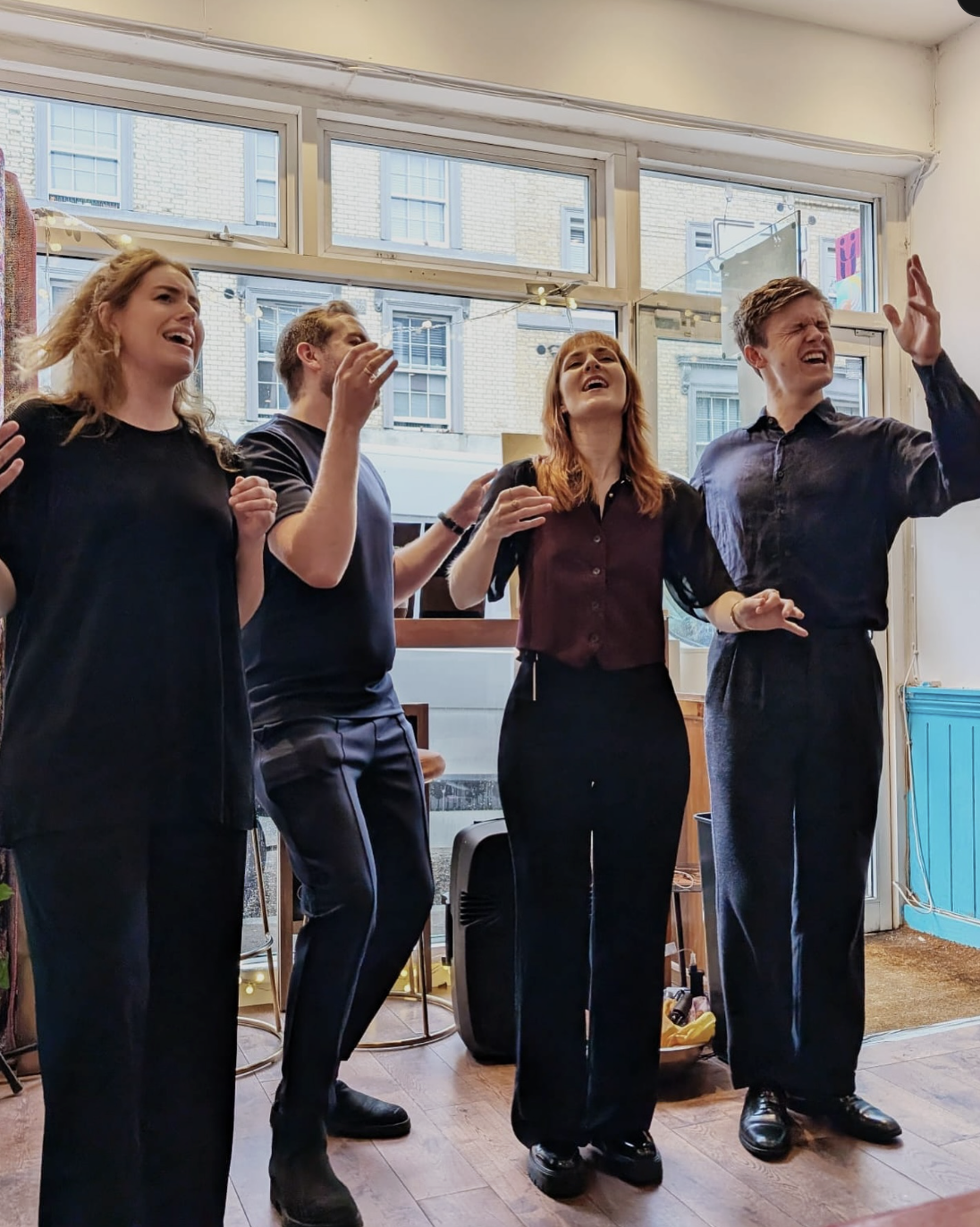 Flat Mates Quartet performing at Harmonize Caf&eacute;